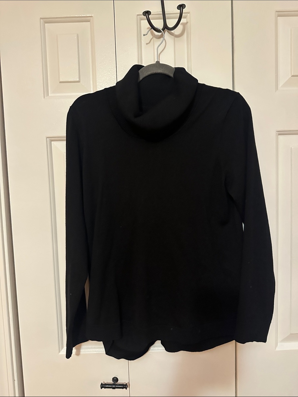 cable & gauge Button Back Turtleneck Sweater Black Large